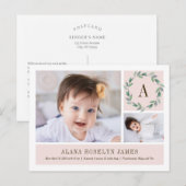 Postale Carte de naissance à motif de couronne délicate (Devant / Derrière)