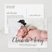 Postale Carte de Naissance avec Photo et Nom de Style Manu (Devant / Derrière)