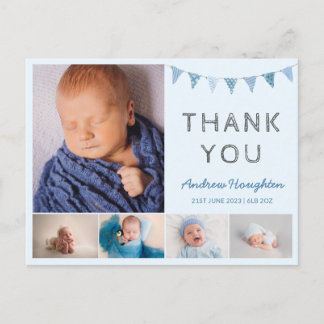 Postale Carte de naissance bébé garçon bleu photo