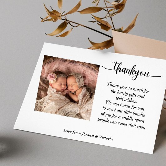 Postale Carte de naissance Merci Twins photo