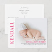 Postale Carte de naissance moderne pour bébé (Devant / Derrière)