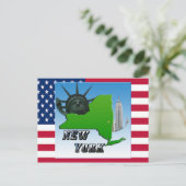 Postale Carte de New York, Statue de la Liberté, Monument (Debout devant)