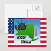Postale Carte de New York, Statue de la Liberté, Monument (Devant / Derrière)