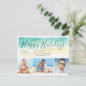 Postale Carte de Noël 3 photos de plage côtière (Debout devant)