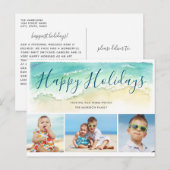 Postale Carte de Noël 3 photos de plage côtière (Devant / Derrière)