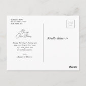 Postale carte de Noël à l'écriture noire botanique (Dos)