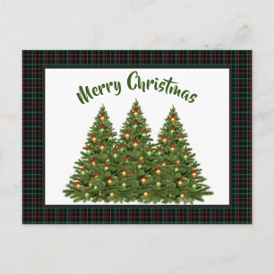 Postale Carte de Noël à motif tartan avec arbre de Noël