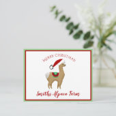 Postale Carte de Noël Alpaca pour les Fêtes (Debout devant)