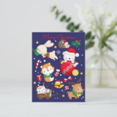 Postale Carte de Noël Animaux mignons (Debout devant)