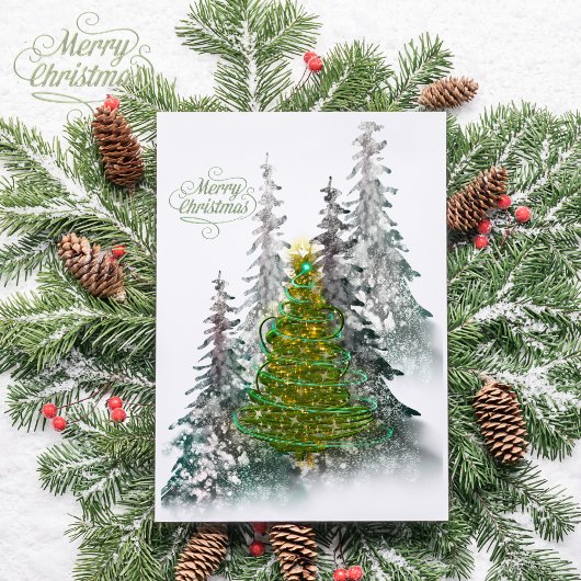 Postale Carte de Noël arbre de Noël forêt enneigée