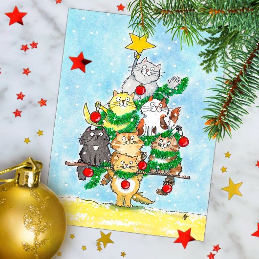 Postale Carte de Noël avec chat joyeux Noël