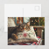 Postale Carte de Noël avec chat tigré AI (Devant / Derrière)