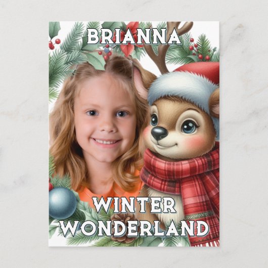 Postale Carte de Noël avec des rennes mignons (Devant)