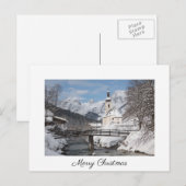 Postale Carte de Noël avec église dans la neige dans les A (Devant / Derrière)