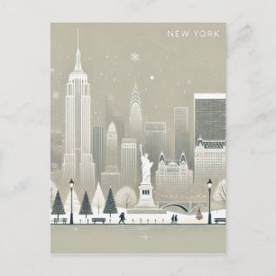 Postale Carte de Noël avec la statue de la Liberté et la s