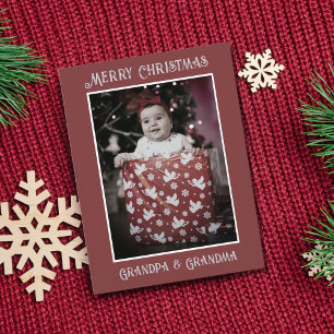Postale Carte de Noël avec photo de Grand-Père et Grand-Mè