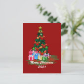 Postale Carte de Noël avec sapin (Debout devant)