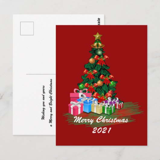 Postale Carte de Noël avec sapin (Devant / Derrière)