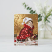 Postale Carte de Noël avec un chat adorable (Debout devant)