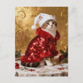 Postale Carte de Noël avec un chat adorable (Devant)