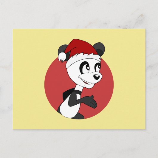 Postale carte de Noël avec un ours panda mignon (Devant)