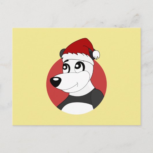 Postale carte de Noël avec un ours panda mignon (Devant)