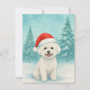 Postale Carte de Noël Bichon Frise - Carte de vacances