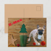 Postale Carte de Noël Bulldog français Noël (Devant / Derrière)