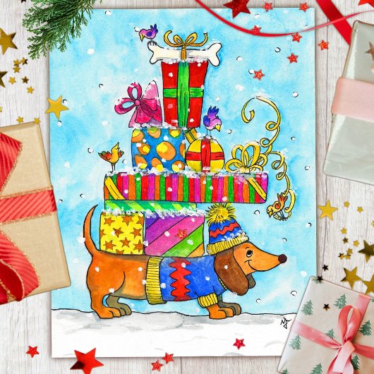 Postale Carte de Noël Chien Mignon