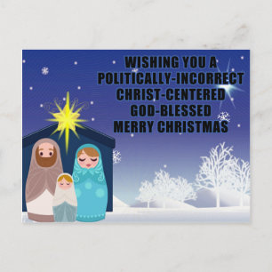 Postale Carte de Noël chrétienne politiquement incorrecte