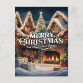 Postale Carte de Noël Cosy Cheminée (Devant)