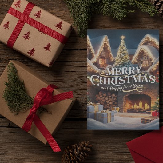 Postale Carte de Noël Cosy Cheminée