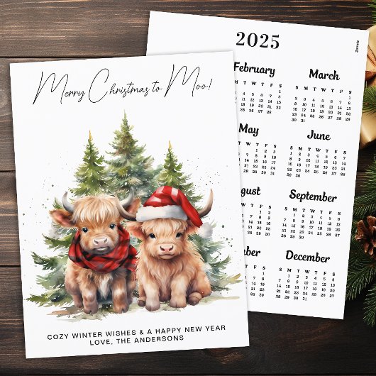 Postale Carte de Noël Cosy Highland Cow 2025