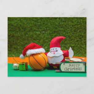 Postale Carte de Noël de basket-ball avec le Père Noël