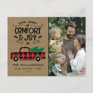 Postale Carte de Noël de Camion à Buffalo Rouge