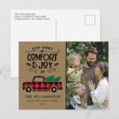 Postale Carte de Noël de Camion à Buffalo Rouge (Devant / Derrière)