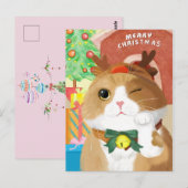 Postale Carte de Noël de chat (Devant / Derrière)