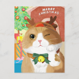 Postale Carte de Noël de chat