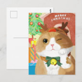 Postale Carte de Noël de chat de Noël (Devant / Derrière)