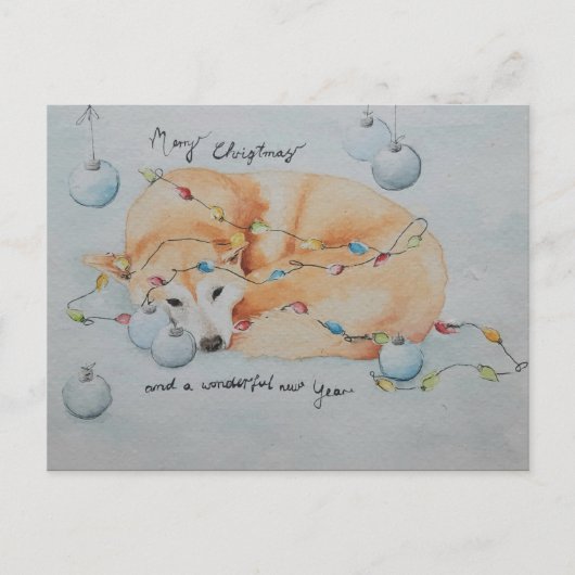 Postale Carte de noël de Chien Shiba Inu (Devant)