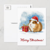 Postale Carte de Noël de cochon d'Inde (Devant / Derrière)