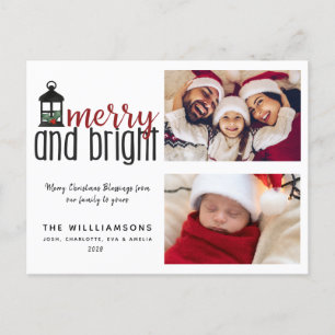 Postale Carte de Noël de famille de photos Joyeuse et bril