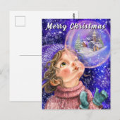 Postale Carte de Noël de fille mignonne (Devant / Derrière)