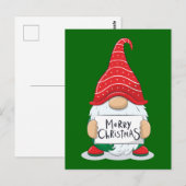 Postale Carte de Noël de gnome joyeux Noël (Devant / Derrière)