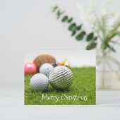 Postale Carte de Noël de golf avec ornement de balle de go (Debout devant)
