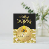 Postale Carte de Noël de golf thème noir et or (Debout devant)