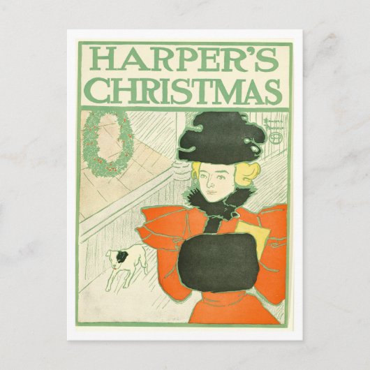 Postale Carte de Noël de la couverture du magazine Harper (Devant)