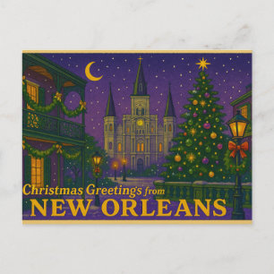 Postale Carte de Noël de La Nouvelle-Orléans inspirée de M
