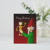Postale Carte de Noël de lutin et de robot (Debout devant)
