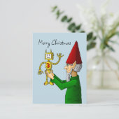 Postale Carte de Noël de lutin et de robot (Debout devant)